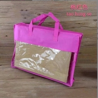 Non-tissé écologique avec fenêtre transparente oreiller sac de drap de lit avec poignée Personnalisation