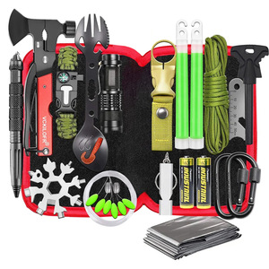 Kit de survie VCKLOFR 21x13x6cm, équipement d'urgence compact pour l'extérieur avec hache multifonction, cuillère, lampe torche, corde, sifflet - Product Image 1