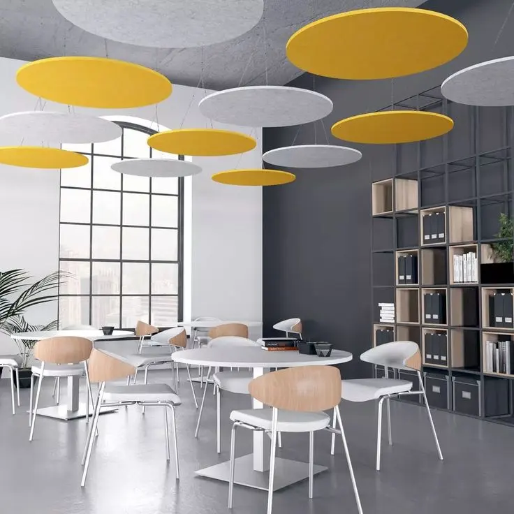 ECOJAS Circle Suspended Acoustic Ceiling Panels | Acoustical Ceiling Baffles light | 15 Colors Available