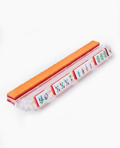 Mahjong américain rouge, tuiles en acrylique à 4 couches, 160 cartes sculptées, jeu luxueux, cadeau de Noël, échecs chinois, boîte d'échecs pour enfants - Product Image 5
