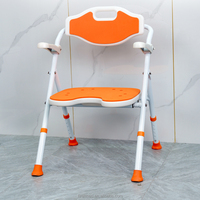 Chaise de douche réglable en hauteur en forme de U, antidérapante, avec accoudoirs rabattables, pliable, certifiée CE ISO, équipement de sécurité léger pour la salle de bain