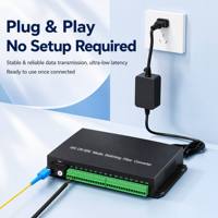 Convertidor de Fibra Óptica de Contacto Seco Unidireccional de 16 Canales, SC Monomodo, Fibra Única, 20KM, Plug and Play para Control Remoto