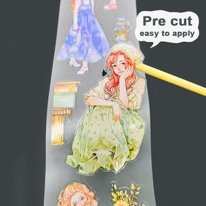 Rollo de Pegatinas de Cinta Adhesiva Washi Personalizadas con Corte Kiss Cut, Mate, PET, Diseño de Chica, para Decoración de Diarios - Product Image 1