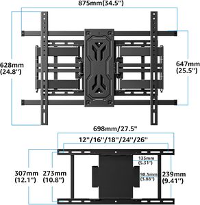 Support mural TV robuste à mouvement complet pour téléviseurs de 12 à 24 pouces, compatible VESA max 800x600mm - Product Image 5