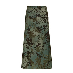 Falda Midi de temperamento adelgazante de cintura alta con diseño dividido Irregular de impresión Vintage para mujer - Product Image 6