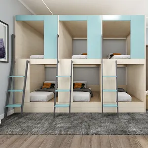 Furnitur kayu tempat tidur kapsul kamar tidur asrama anak-anak remaja 6 orang tempat tidur ganda untuk anak-anak