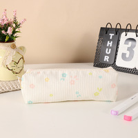 Trousse à crayons en cuir motif floral mignon et frais pour filles, sac de rangement simple pour fournitures scolaires