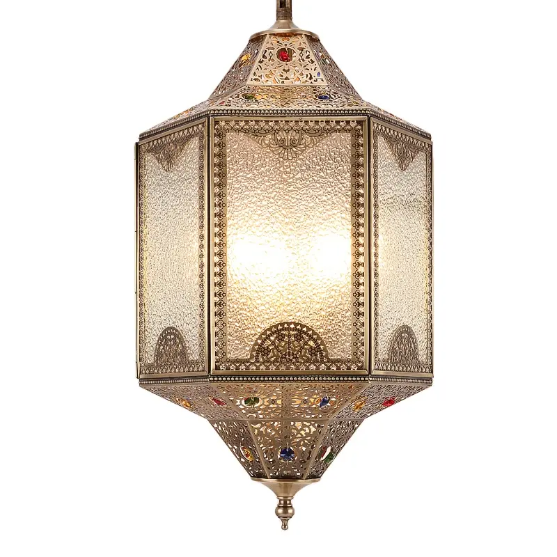 Mosaico luminária pendente para teto, lustre de bronze e vidro retrô árabe com tomada reino unido estilo turco/marrocos