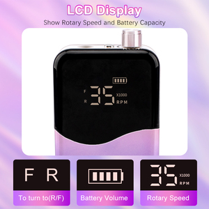 Máy khoan móng tay chuyên nghiệp, không dây, sạc lại được, mạnh mẽ, chất lượng cao, tốc độ 35000 vòng/phút, dùng được cho bàn làm việc và mang theo - Product Image 5