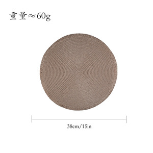 Sets de table ronds en papier tissé, isolants thermiques, anti-brûlure, pour la salle à manger, sous-verres décoratifs, couleur unie, bordure beige - Product Image 5