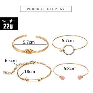 <span class=keywords><strong>4</strong></span> ชิ้น/เซ็ตคลาสสิกลูกศรปมคริสตัลอัญมณีหลายชั้นเปิดสร้อยข้อมือชุดผู้หญิงแฟชั่นเครื่องประดับของขวัญ Na188 - Product Image 5