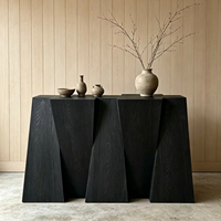 Table de porche en bois massif noir style Wabi-sabi, console de décoration moderne et simple à forme tridimensionnelle pour B&B et salon