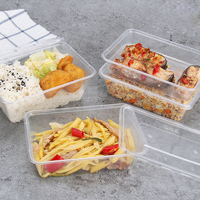 Conteneur Alimentaire Rectangulaire en PP Plastique Transparent Jetable, Grande Vente, 500ml 650ml 750ml 1000ml pour Plats à Emporter