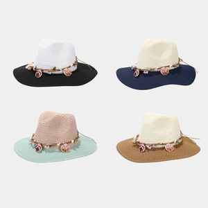 Nuevo Sombrero de Paja Bohemio Unisex de Dos Tonos con Detalles de Conchas para Viajes a la Playa - Product Image 1