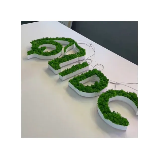 Personagem luminoso biônico fresco 3D personalizado com logotipo de luz de fundo de aço inoxidável LED para interior e exterior