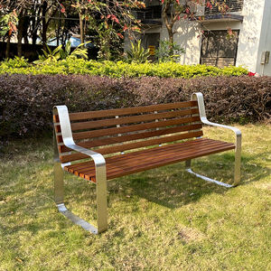 Banco para exteriores de nuevo diseño, asiento de acero inoxidable con marco de madera maciza, duradero para parques, plazas públicas, banco para niños, asiento de jardín - Product Image 6