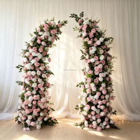 Ensemble de piliers de fleurs artificielles asymétriques et colorées de luxe avec arrangement de roses et de dahlias, pour toile de fond de scène, entrée de banquet