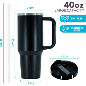 Vaso de Viaje Personalizado con Logotipo, 30/40 oz, H2.0, Vaso Térmico de Acero Inoxidable de 40 oz con Asa y Pajita para Exteriores - Product Image 4