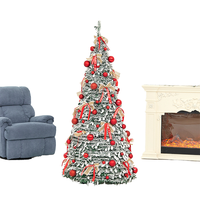 Sapin de Noël en plastique rouge LILIS |   Ornement pliable de 6 pieds |   Étanche IP65 pour usage commercial |   Installation en 60 secondes pour les fêtes