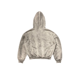 <span class=keywords><strong>Sweat</strong></span>-shirt à capuche <span class=keywords><strong>zippé</strong></span> pour <span class=keywords><strong>homme</strong></span>, style ninja 3D, en coton épais double couche, effet vieilli et délavé, avec balaclava intégrée et épaules tombantes - Product Image 3