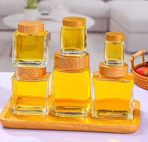 Bocal en verre carré scellé, blanc, épais, imprimable avec logo, pour cornichons, <span class=keywords><strong>miel</strong></span>, sirop d'érable, confiture, vente en gros, bouteille vide - Product Image 4