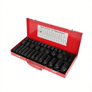 Juego de llaves de impacto de 1/2 pulgada, métricas de 8-32 mm, profundas, para herramientas de reparación de neumáticos, estuche portátil resistente - Product Image 1