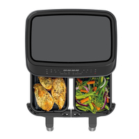 Friteuse domestique double à écran tactile 10L Four friteuse électrique Friteuses intelligentes avec 2 paniers indépendants