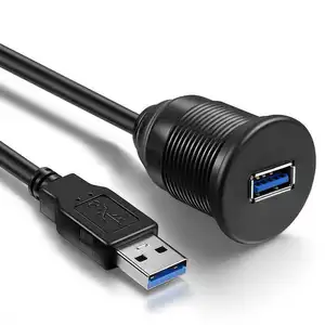 USBパネルマウントカーバイクケーブル3.0延長ダッシュフラッシュデータワイヤーハーネス車USBケーブルアダプター