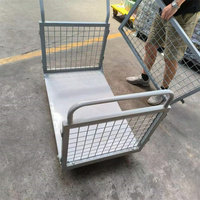 Carretilla Industrial Plegable de Malla Metálica Reforzada con Paneles Laterales de Malla, Carro de Logística para Recolección en Almacén