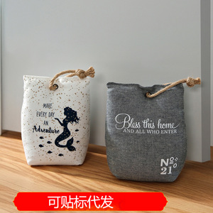 Fermaporta Hailan in tessuto, anti-collisione e decorativo con ricamo a lettere a forma di sirena, decorazione per la casa - Product Image 2