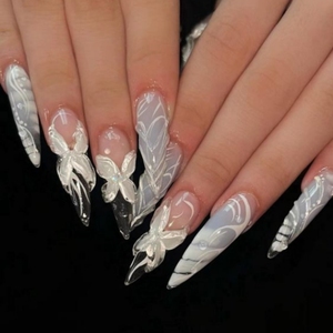 Boîte Cadeau <span class=keywords><strong>de</strong></span> Luxe pour Faux Ongles, Décorée <span class=keywords><strong>de</strong></span> Strass, Faux Ongles Français Élégants, Extensions d'Ongles Double French - Product Image 1