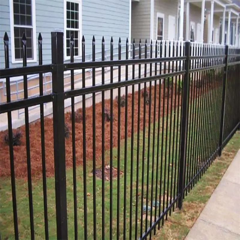 Thép picket hàng rào bán dễ dàng lắp ráp sắt ngoài trời màu đen 6ft x 8ft kẽm vườn thép ống vuông hàng rào thiết kế hàng rào thép