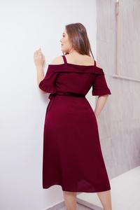 Femmes Vêtements Casual Robes <span class=keywords><strong>Plus</strong></span> La Taille Robe D'été Hors Épaule Rouge Nouvelle Mode Élégante Dames Robe <span class=keywords><strong>Midi</strong></span> - Product Image 4