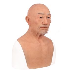 Cosplay Costume Vieil Homme Visage Avec Barbe Tête Couvre Plein Silicone Tête Masque Pour Halloween Fête Mascarade <span class=keywords><strong>Déguisement</strong></span> - Product Image 1