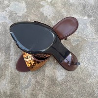 Sandales à Talons Hauts Élégantes pour Femmes, Mules Sexy Pailletées de Soirée pour Dames