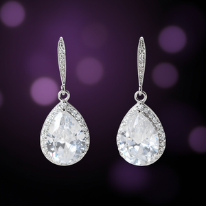 Pendientes Clásicos de Cristal con Forma de Gota de Agua para Mujer, Plata 925 con Baño de Rodio, Joyería de Boda, Pendientes Colgantes con Engaste de Bisel - Product Image 2