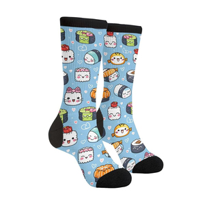 कावायी यूनिसेक्स सुशी प्रिंट मोजे हल्के नीले रंग के अनुकूलन योग्य नवीनता सुशी एनिमेटेड फूडी एनीमे लोगो बॉडी क्यूफ - Product Image 1