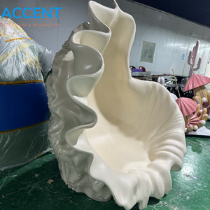 Fauteuil de loisirs géant en fibre de verre en forme de coquillage, mobilier artistique personnalisé, fauteuil sculptural de luxe pour intérieur, station balnéaire, aquarium - Product Image 1