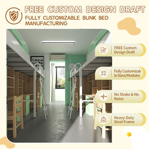 Двухъярусная кровать Qichen с настраиваемыми решениями, со столом, для молодежи, прочная металлическая кровать-чердак со столом - Product Image 3