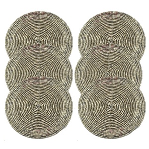 Round Handmade <b>Beaded</b> <b>Placemat</b> Geometric Pattern Bohemian Style Home Decor - Product Image 2