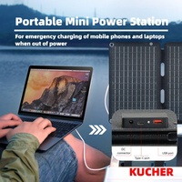 Panneau solaire pliable monocristallin ETFE KUCHER 40W, 22% d'efficacité, noir, avec USB-A+Type-C pour utilisation en extérieur, IP67, design à quatre volets