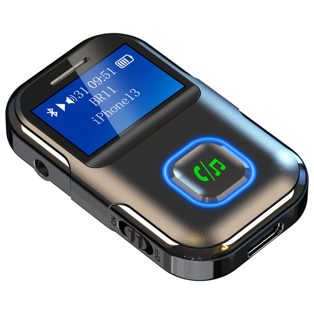 Car BT Receiver Car Audio Adapter,Lossless Sound Quality Hands-Free Call Synchronize Phone Real-Time Time