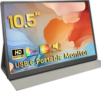 Moniteur portable AHXJKA 10,5 pouces 1920x1280 IPS avec étui en cuir, 60Hz, Plug & Play, Type C pour mobile, ordinateur portable, PC, téléphone, PS4, PS5, Switch