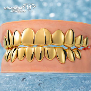 Grilles dentaires en or massif pour hommes et femmes, or 10K 14K 18K, argent sterling 925, 10 sur le dessus, 10 en bas, accessoires dentaires tendance hip-hop - Product Image 1