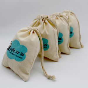 ถุงผ้าฝ้ายออร์แกนิคแบบมีเชือกผูก ใช้ซ้ำได้ พิมพ์โลโก้ได้ เหมาะสำหรับใส่แว่นกันแดด ของใช้ในห้องน้ำ สำหรับนักช้อปและจัดส่งสินค้า - Product Image 6
