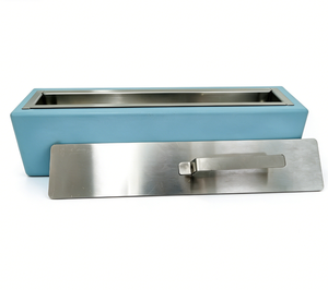 Bruciatore a <span class=keywords><strong>bioetanolo</strong></span> da tavolo allungato in cemento opaco con bruciatore in acciaio spazzolato <span class=keywords><strong>per</strong></span> patio, giardino e decorazione ambientale interna - Product Image 2
