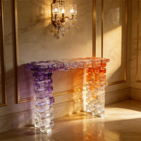 Table console en acrylique, table d'appoint en acrylique, design artistique personnalisé, mobilier d'intérieur de luxe, villa, entrée, couloir