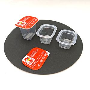 Envases Cuadrados Transparentes de Plástico de 25ml, 30ml y 40ml <span class=keywords><strong>con</strong></span> Tapa de Aluminio para Salsas, Vasos de Plástico para Salsa de Tomate y <span class=keywords><strong>Ketchup</strong></span> - Product Image 6