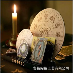 Base de almacenamiento para cartas de Tarot, soporte de exhibición de madera con diseño de fase lunar para organización de escritorio, soporte multiusos de gran capacidad - Product Image 3