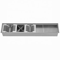 Évier de cuisine artisanal en acier inoxydable 201 à canaux humides, avec égouttoir à verres et porte-couverts, à encastrer sous plan, 5 modules